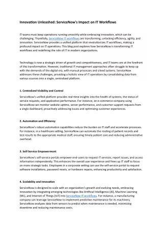 innovation unleashed servicenow s impact