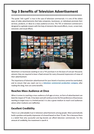 Top 3 Benefits of Television Advertisement