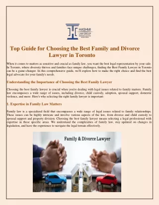 Top Guide for Choosing the Best Family and Divorce Lawyer in Toronto