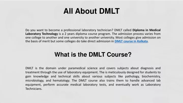 all about dmlt