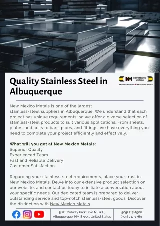 Quality Stainless Steel in Albuquerque