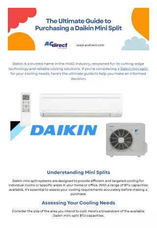 The Ultimate Guide to Purchasing a Daikin  Mini Split