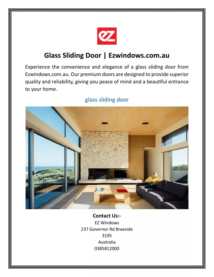 glass sliding door ezwindows com au