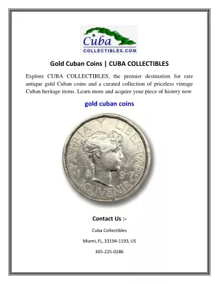 Gold Cuban Coins   CUBA COLLECTIBLES