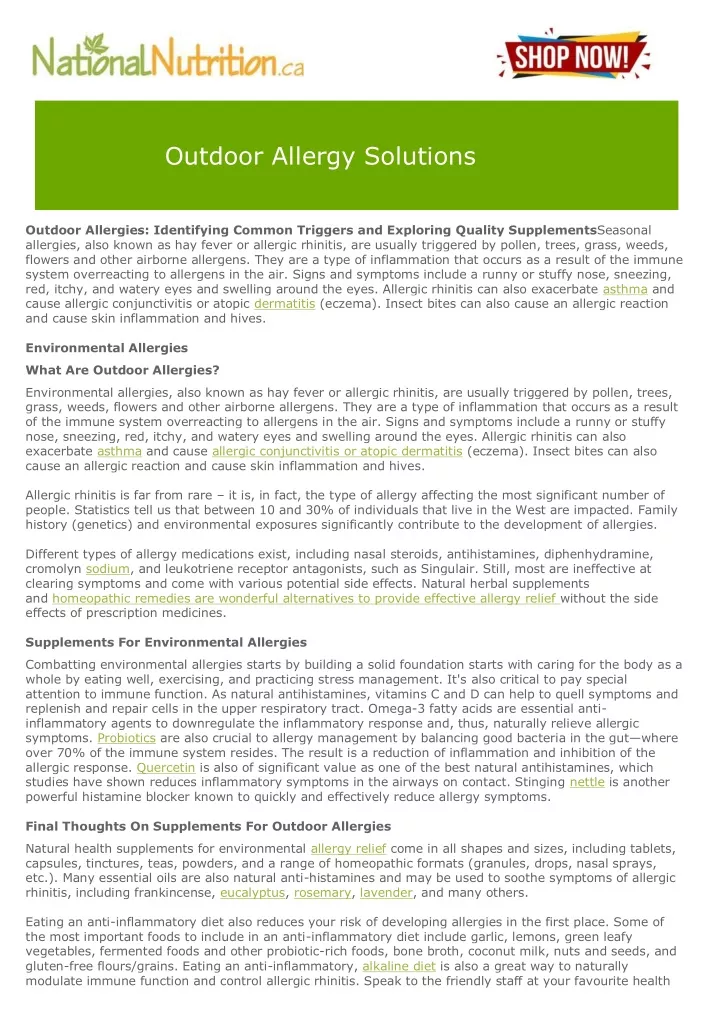 outdoor allergy solutions