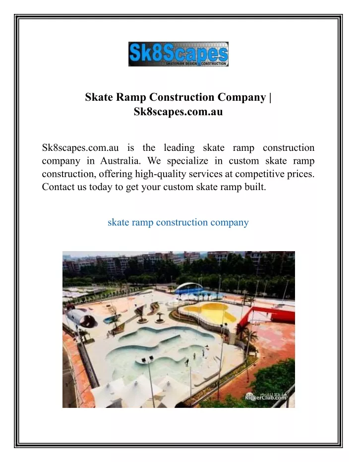 skate ramp construction company sk8scapes com au