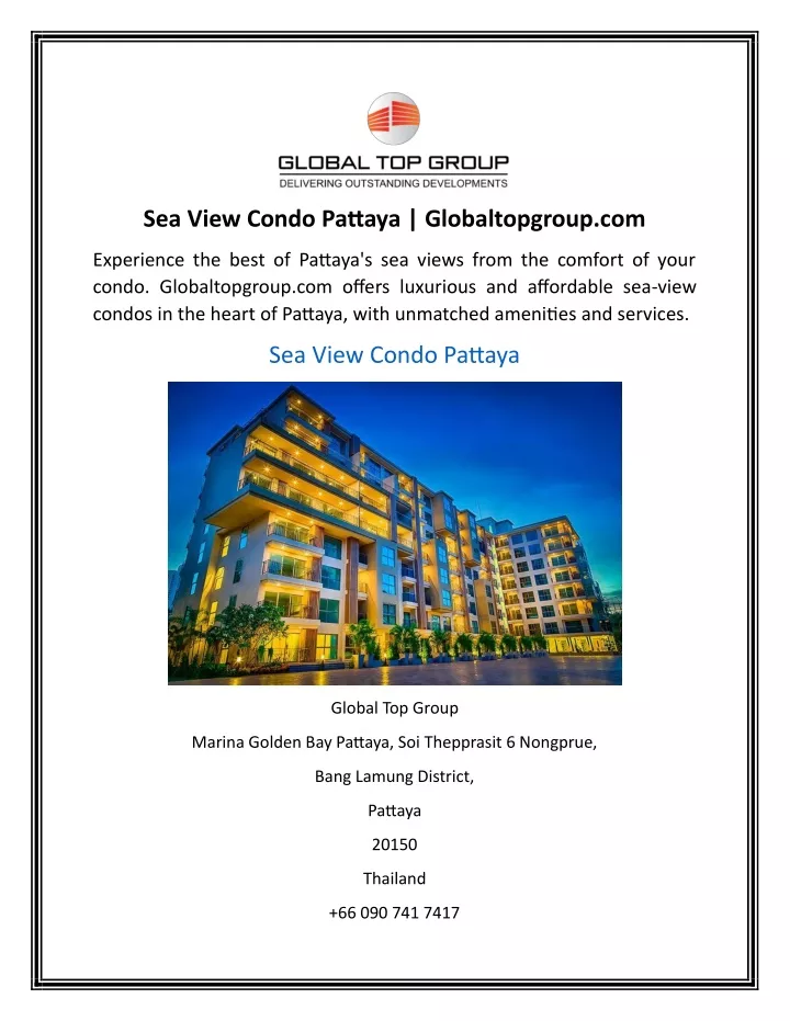 sea view condo pattaya globaltopgroup com