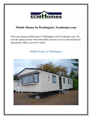 Mobile Homes In Washington  Ecmhomes