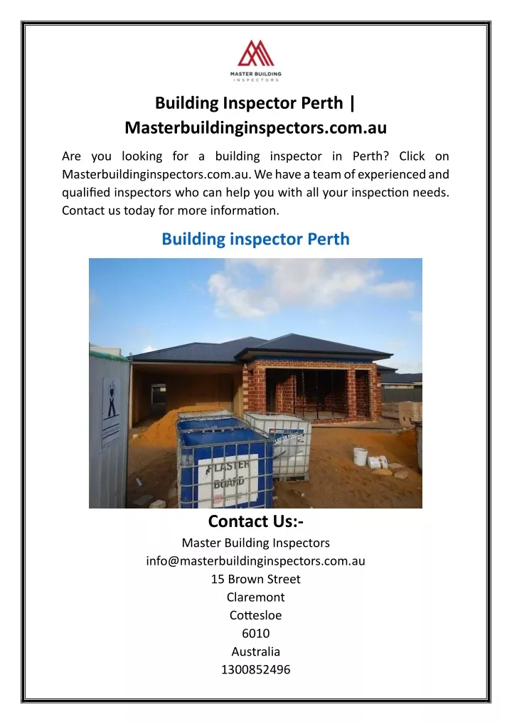 building inspector perth masterbuildinginspectors