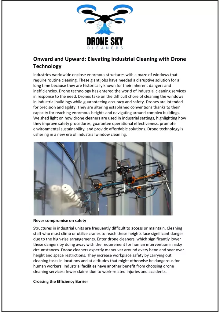 onward and upward elevating industrial cleaning