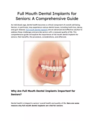 Full Mouth Dental Implants for Seniors_ A Comprehensive Guide