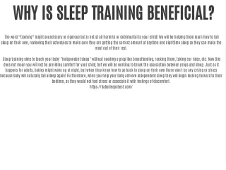WHY IS SLEEP TRAINING BENEFICIAL?