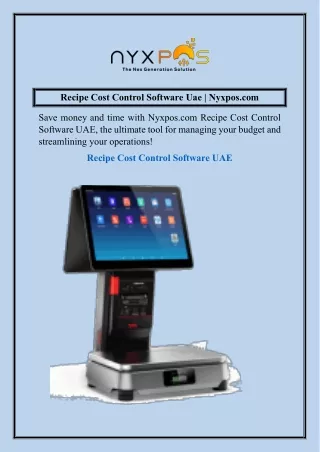 Recipe Cost Control Software Uae  Nyxpos