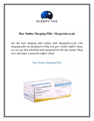 Buy Online Sleeping Pills  Sleepytab.co.uk