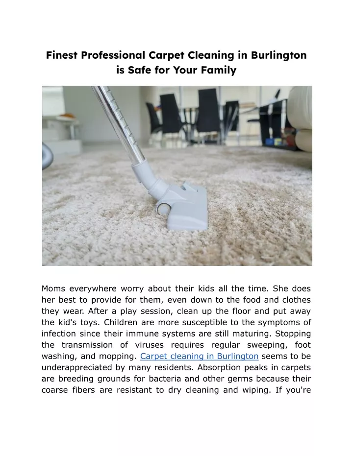 PPT Finest Professional Carpet Cleaning in Burlington is Safe for