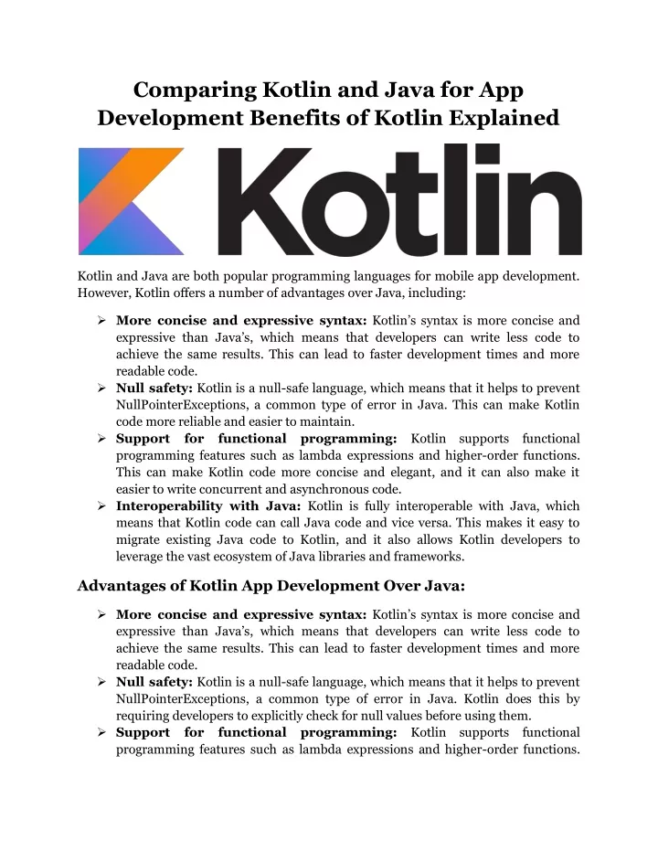 comparing kotlin and java for app development