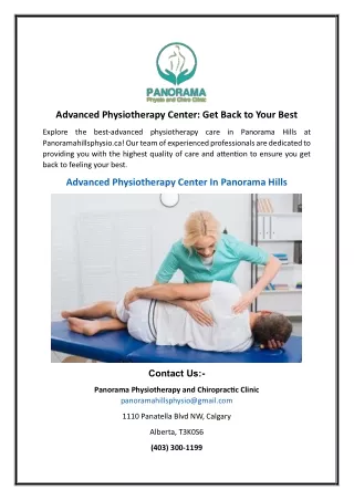 Advanced Physiotherapy Cente -Get Back to Your Best