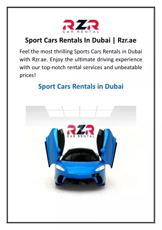 Sport Cars Rentals In Dubai  Rzr.ae