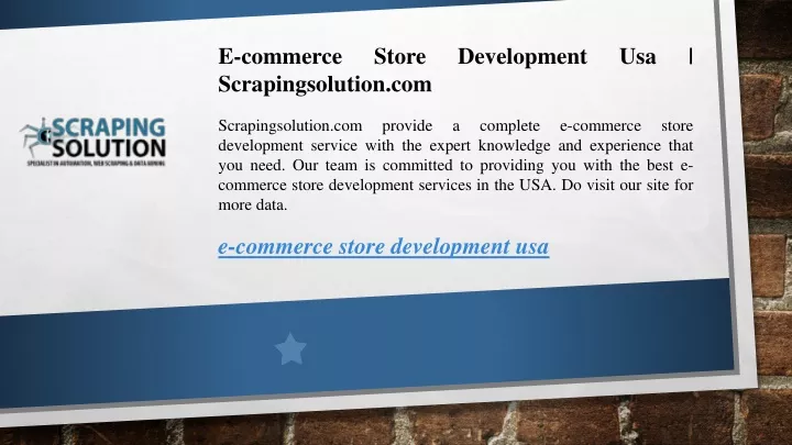 e commerce store development usa scrapingsolution