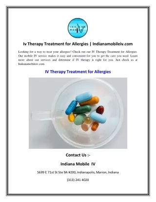 Iv Therapy Treatment for Allergies   Indianamobileiv