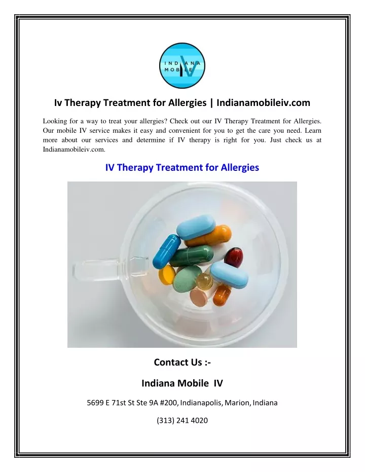 iv therapy treatment for allergies