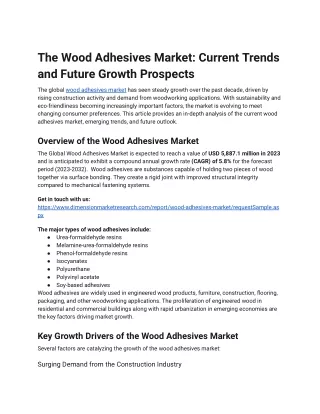 The Wood Adhesives Market_ Current Trends and Future Growth Prospects