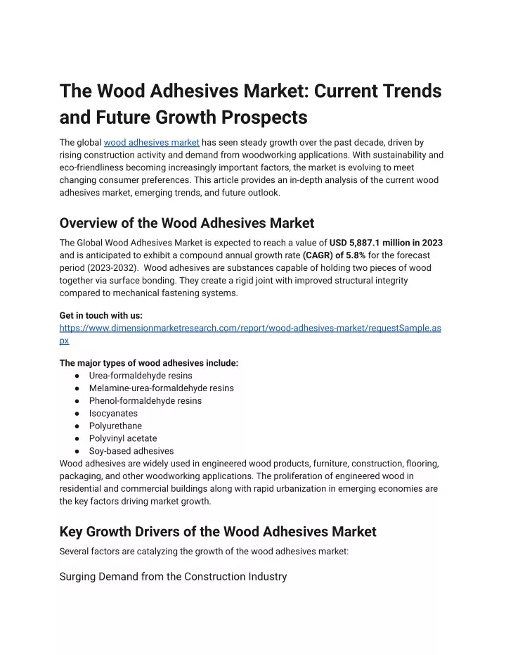the wood adhesives market current trends