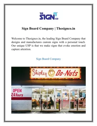 Sign Board Company  Thesignco.in