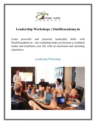 Leadership Workshops  Onelifeacademy.in