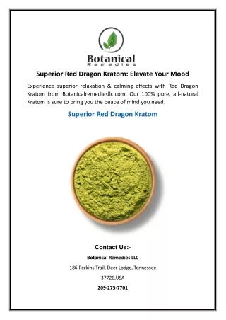 Superior Red Dragon Kratom Elevate Your Mood