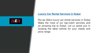 Luxury Car Rental Services In Dubai | Rzr.ae