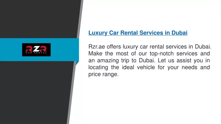 luxury car rental services in dubai rzr ae offers