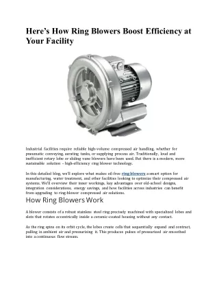 Heres How Ring Blowers Boost Efficiency at Your Facility