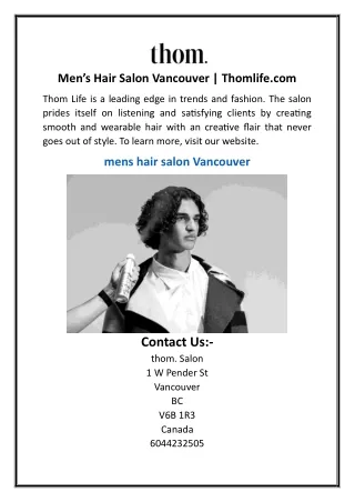Men’s Hair Salon Vancouver  Thomlife.com