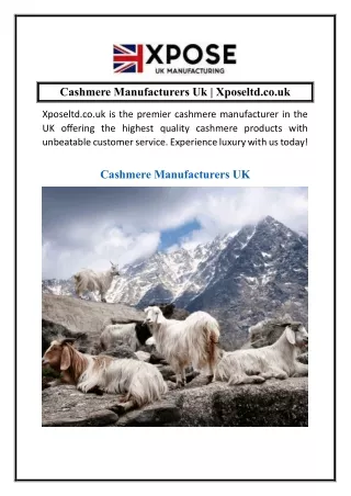 Cashmere Manufacturers Uk  Xposeltd.co.uk