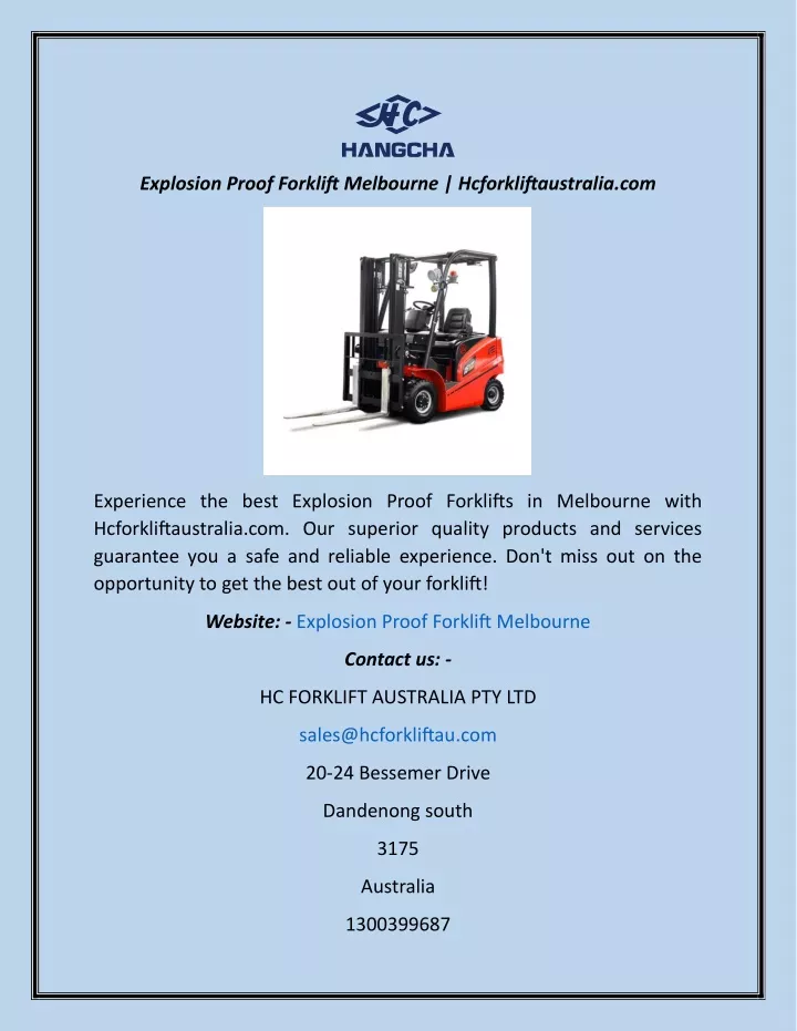 explosion proof forklift melbourne