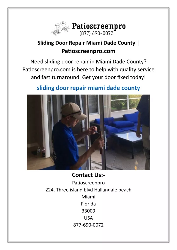 sliding door repair miami dade county