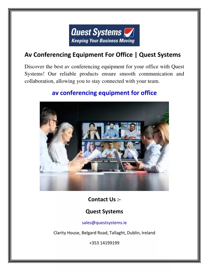 av conferencing equipment for office quest systems