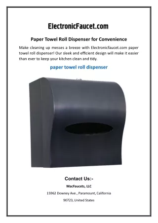 Paper Towel Roll Dispenser for Convenience