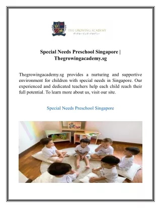 Special Needs Preschool Singapore Thegrowingacademy.sg