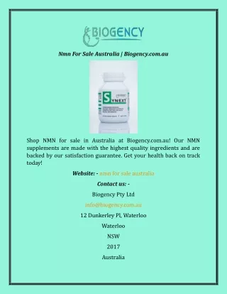 Nmn For Sale Australia  Biogency.com.au