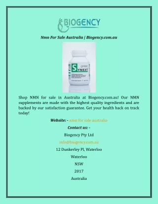 nmn for sale australia biogency com au