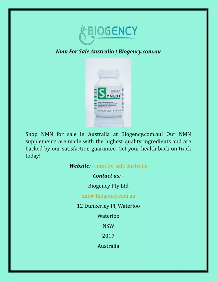 nmn for sale australia biogency com au
