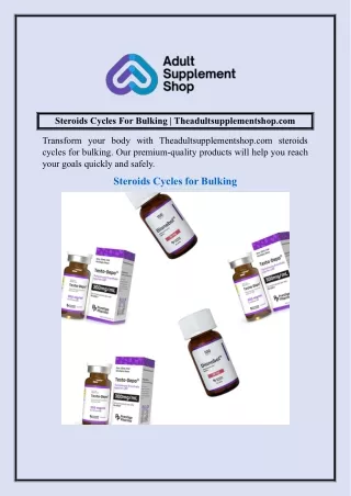 Steroids Cycles For Bulking  Theadultsupplementshop