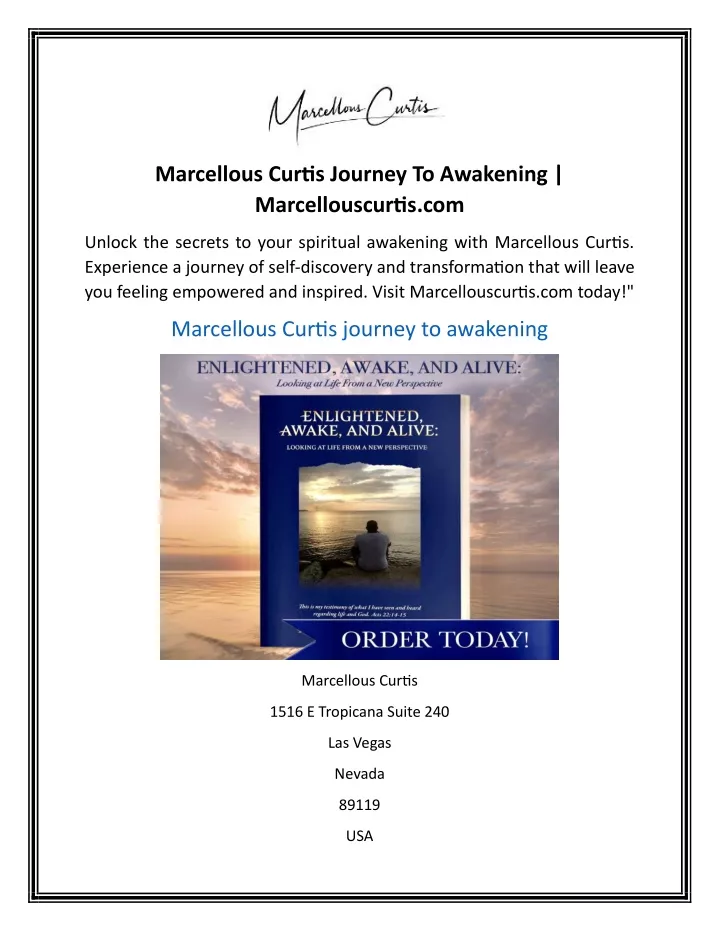 marcellous curtis journey to awakening