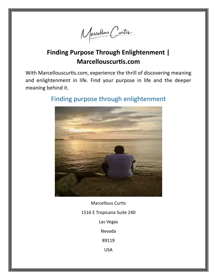 finding purpose through enlightenment