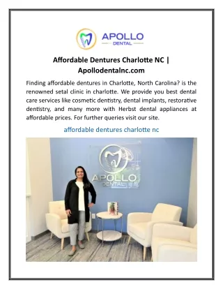 Affordable Dentures Charlotte NC Apollodentalnc