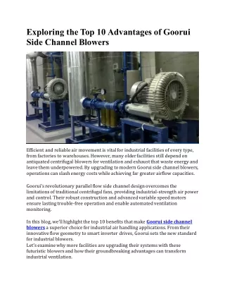 Exploring the Top 10 Advantages of Goorui Side Channel Blowers