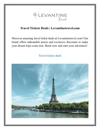 Travel Tickets Deals  Levantinetravel