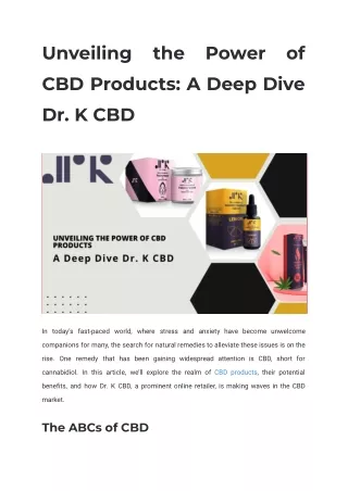 Unveiling the Power of CBD Products_ A Deep Dive Dr